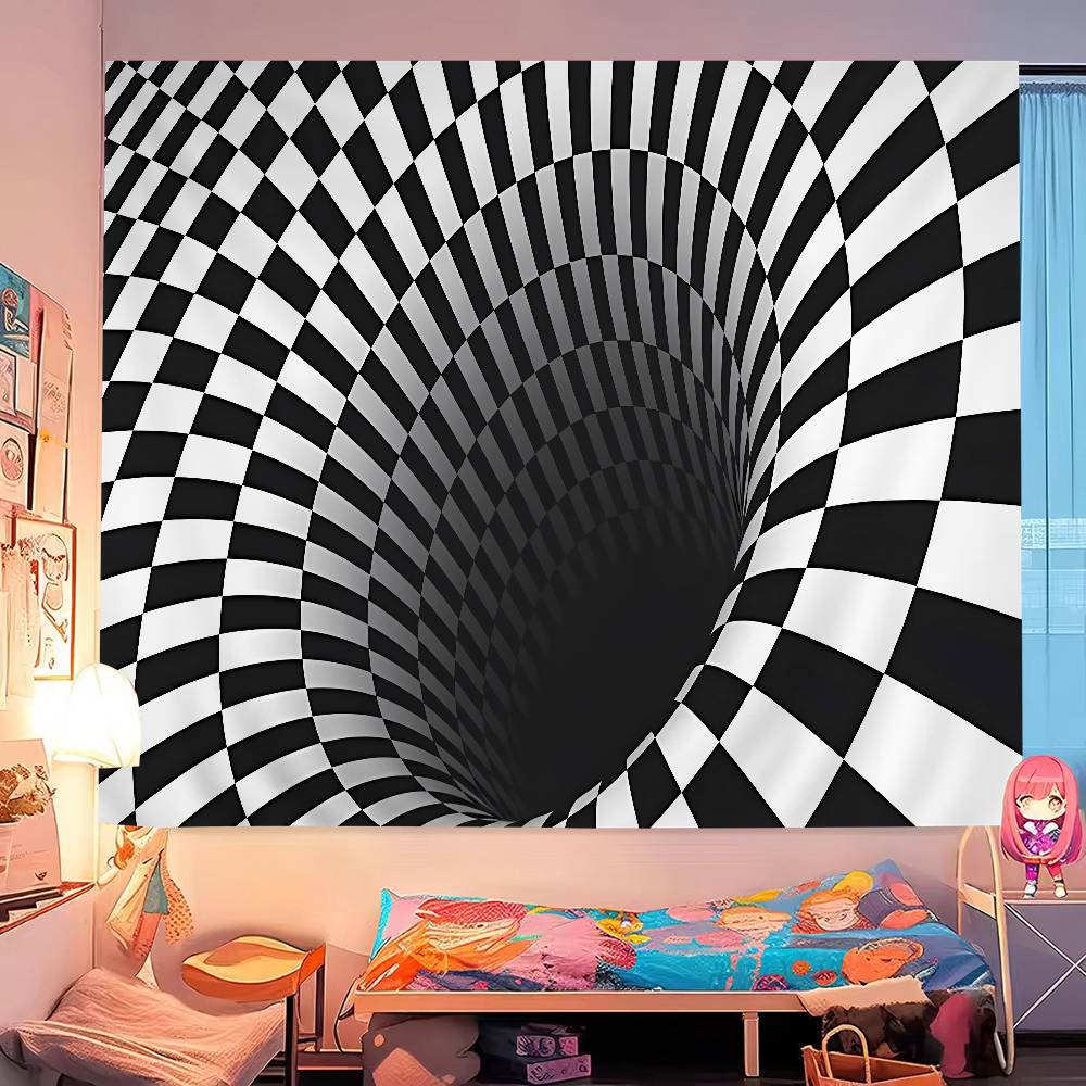 3D Vortex Illusion Cartoon Tapestry Wall Hanging Decoration Household Home Decor