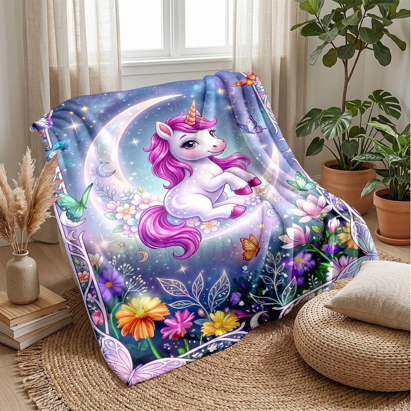 Unicorn in Rainbow Dress Theme blanket Lightweight Warm Flannel Blanket Decorative Throw Blanket for Home Decoration