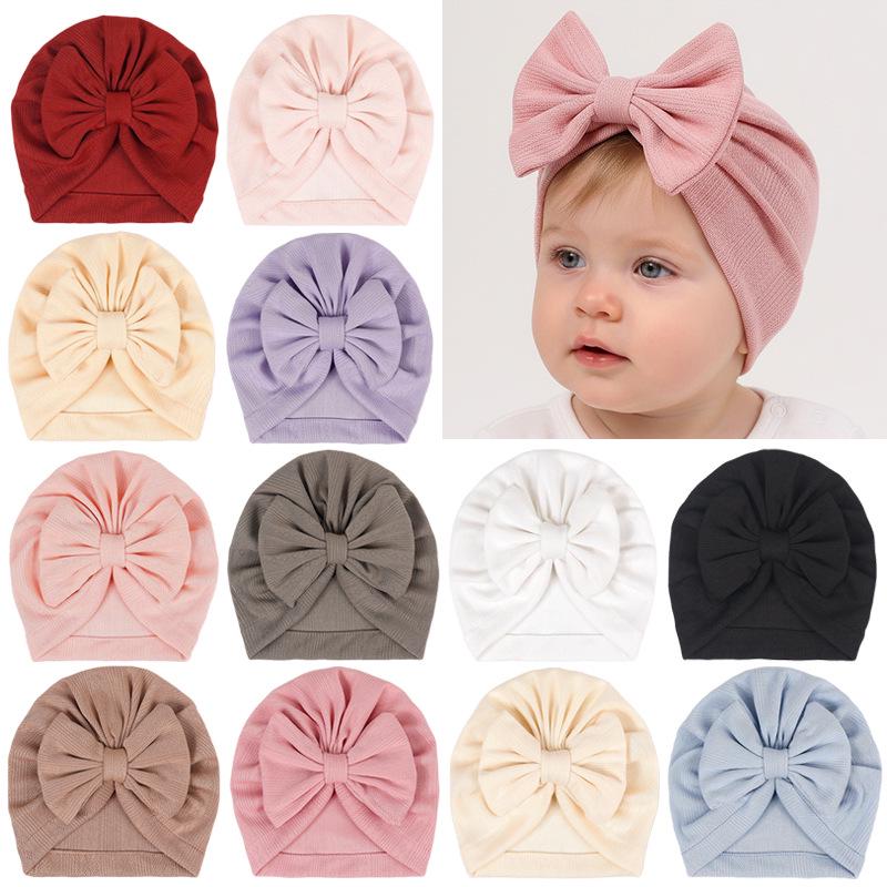 2026 Nová dětská čepice s velkou mašlí - 12 barev, Roztomilá nákrčníková čepice pro chlapce a dívky