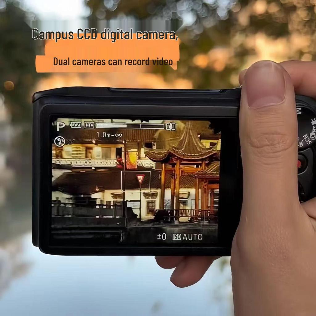 High-Definition Dual-Lens Portable Digital Camera – Ideal for Vlogging, Selfies, and Retro Campus Photography.