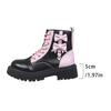 Sweet Pink Bowknot Mix Color Ankle Boots Women 2025 Autumn Thick Bottom Lace Up Boots Candy Punk Metal Decoration Booties Size42
