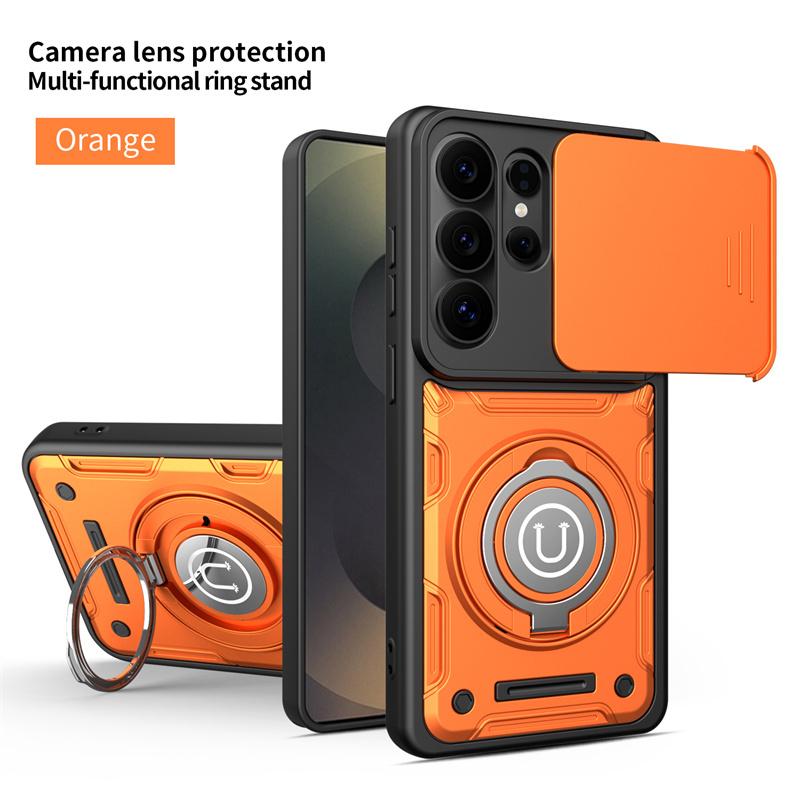 Shockproof Armor Case For Samsung S26 Ultra 5G Slide Camera Protection Fundas For S 26 Plus S26Ultra Magnetic Holder Ring Cover