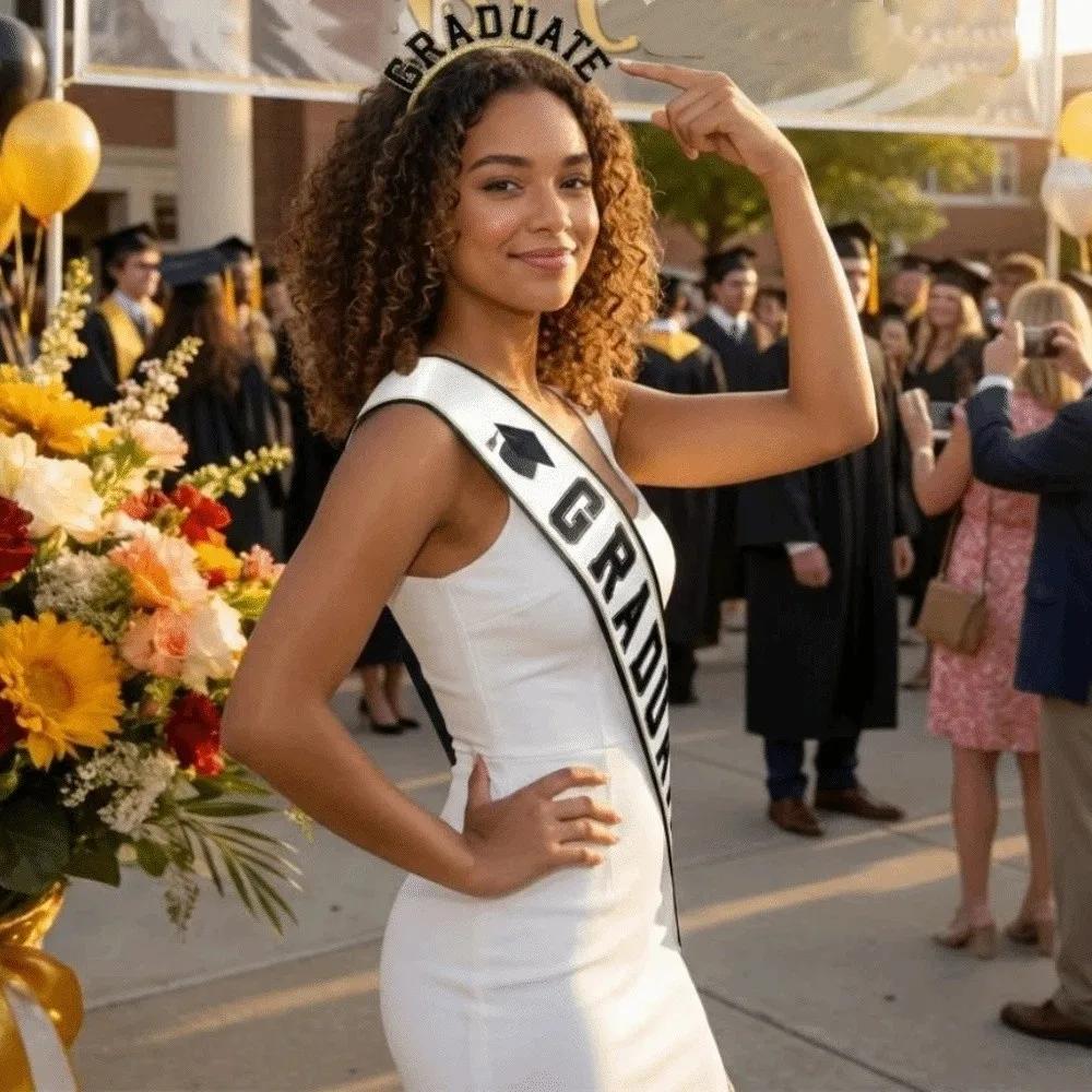 Congrats Grad Graduation Sash Kit Class of 2026 Graduation Theme Graduate Sash Belts Hair Hoop Headdress Etiquette Belt