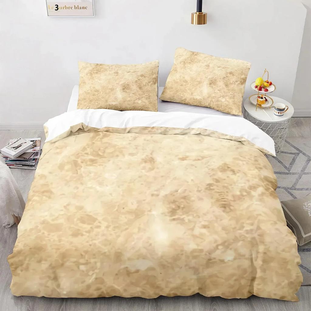 White Gold Abstract Marble Texture Bedding Set Boys Girls Twin Queen Size Duvet Cover Pillowcase Bed Kids Adult
