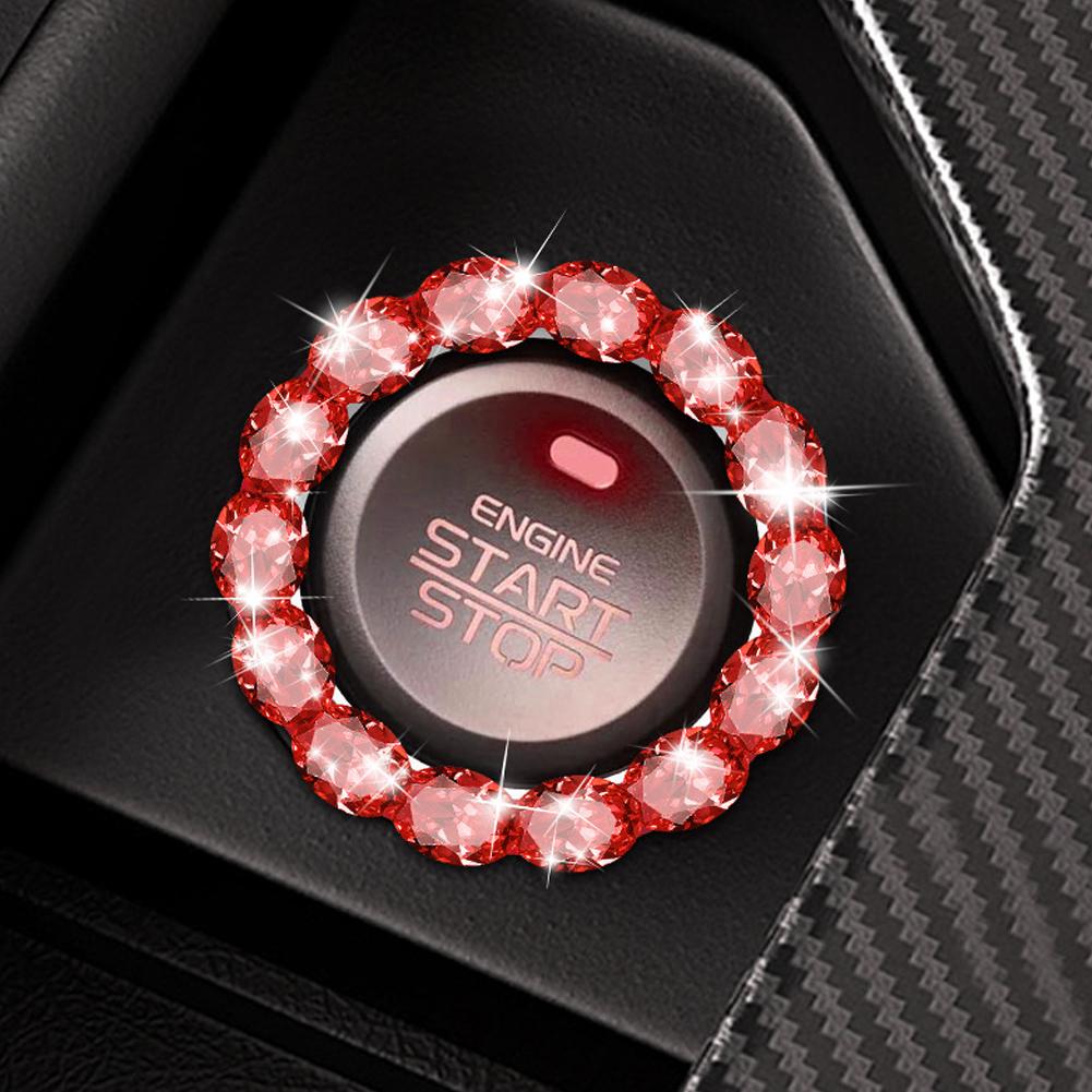 Inel cu Diamante Buton Pornire Motor cu Aprindere Auto cu Strasuri Design Inel Aprindere Decor Aprindere