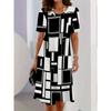 Women's Daisy Print Faux Denim Midi Dress Summer Casual Short Sleeve Fake Button Front A Line