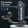 Male Anal Plug Thrusting Vibrator with Penis Ring Butt Plug Sex Toys for Men Prostate Massage Soft Silicone Rechargeable Insert Masturbator Waterproof