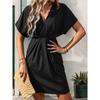 Spring And Summer New Sexy Elegant Versatile Daily Dating Dancing Solid Color Printed Short Sleeved Dress