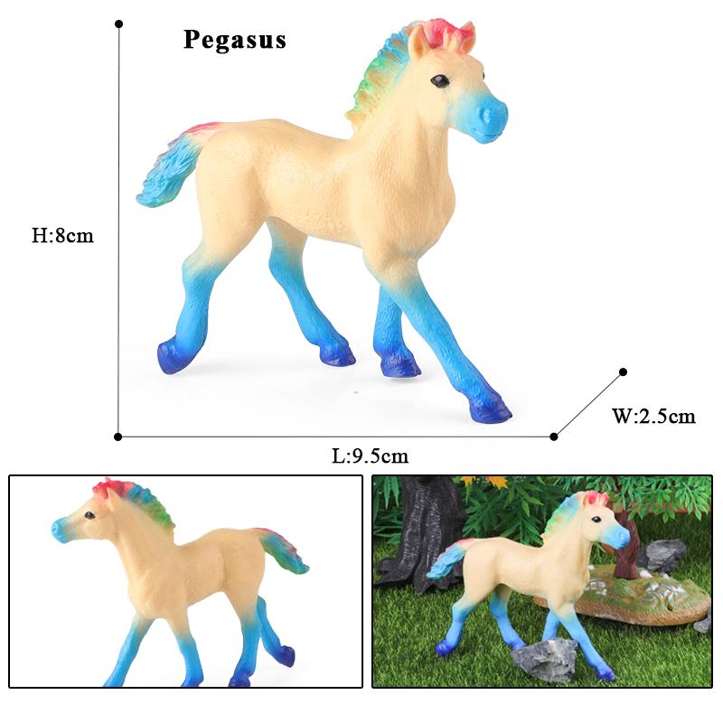 Oenux New Mythical Elf Pegasus Fairy Tale Fly Horse Kids Toy Action Figures Animal Model Cute Girl Birthday Gift Cake Toppers
