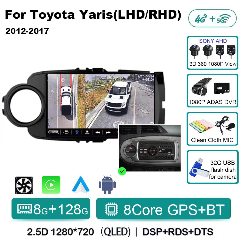 Autorádio Android 14 Carplay pro Toyota Yaris 2012 2013 2014 2015 2016 2017 Navigace GPS Multimediální přehrávač stereo wifi BT Auto