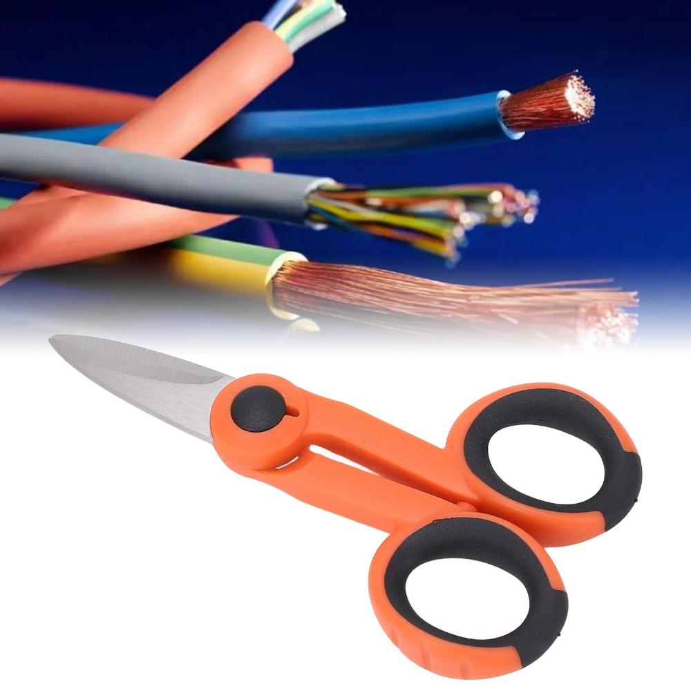 Heavy Duty Electrician Scissors Ergonomic Handle Precision Cutting Kevlar Shears Fiber Optic Scissors For Insulation