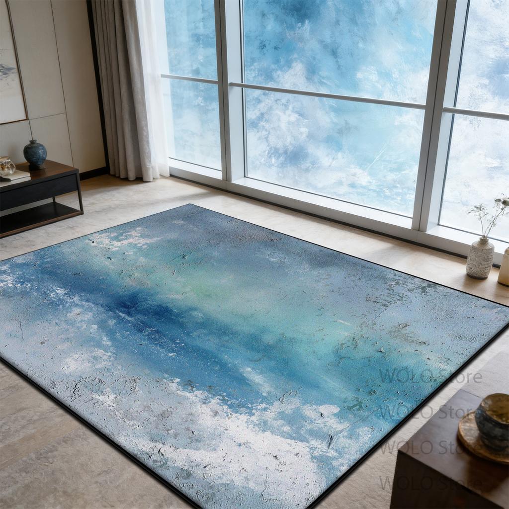 Vintage Blue abstract Carpet Luxury Living Room High-end washable Rug Bedroom Bed End Anti-slip Customizable Floor Mat Office