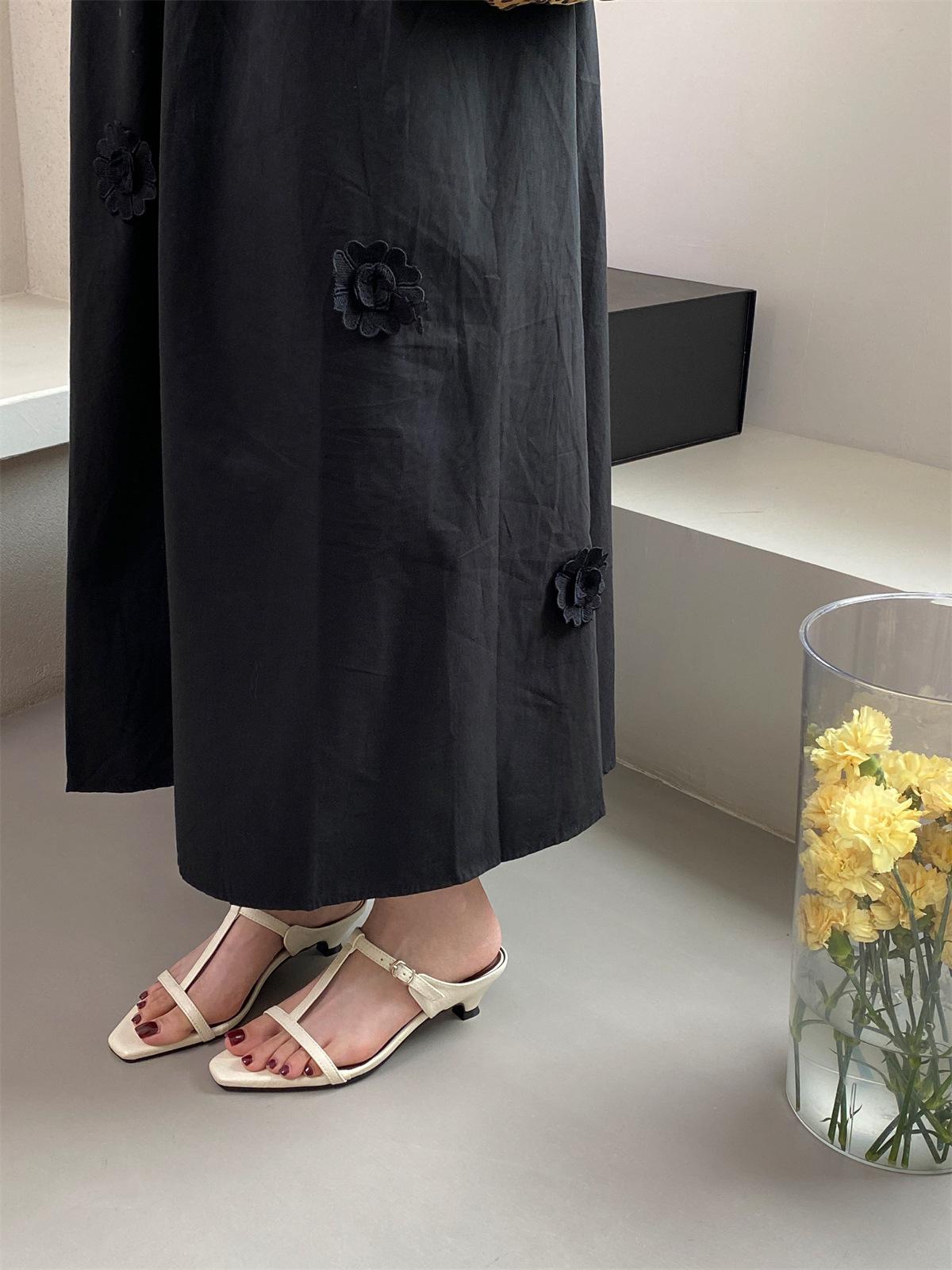 

Туфли на каблуке-рюмочке с открытым носком, женские новые сандалии на низком каблуке для отдыха 40 бежевый