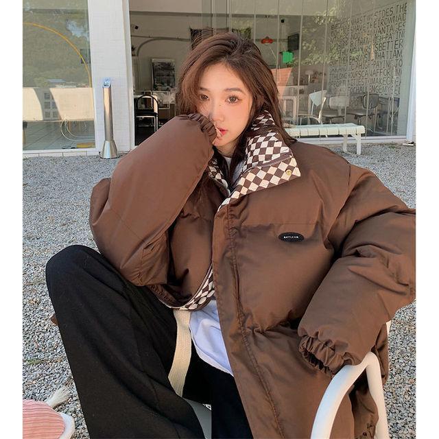 Autumn and Winter Down Cotton Loose Coat Women's Cotton Padded Jacket Women's Solid Color Thickened Warm Down Parka Large Size Coat