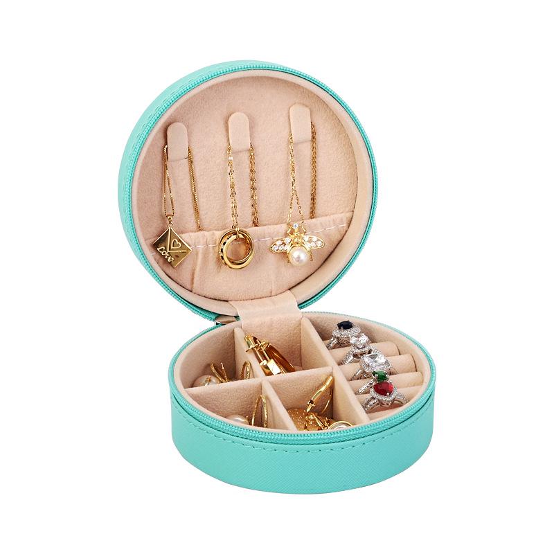 Korean Style Round Travel Jewelry Box for Earrings and Ear Studs