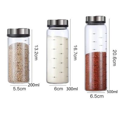 2024 NEW High Borosilicate Glass Seasoning Can Pepper Spice Shaker Kitchen Salt Sesame Solid Condiment Seal Bottle With Rotary Lid