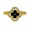 Niche High-End Zircon Enamel Dripping Oil Dark Four-Leaf Clover Open Ring, Female Delicate Personality Stacked Index Finger Ring
