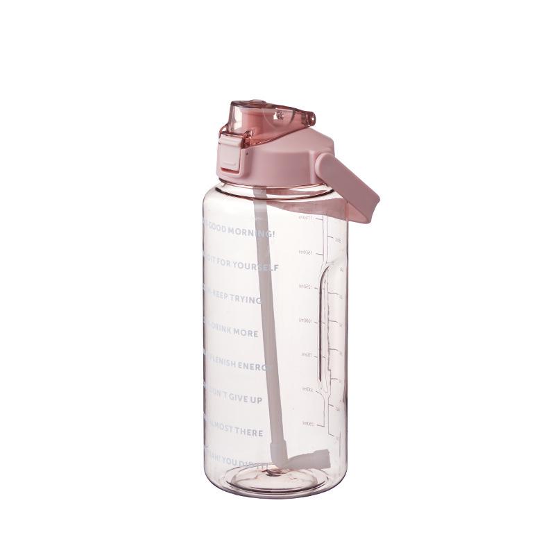 2000ml Stylish Women's Water Bottle with Straw & Scale - Portable for Outdoor & Sports