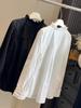 Spring 2026 Women's White Ruffle Stand Collar Loose Shirt