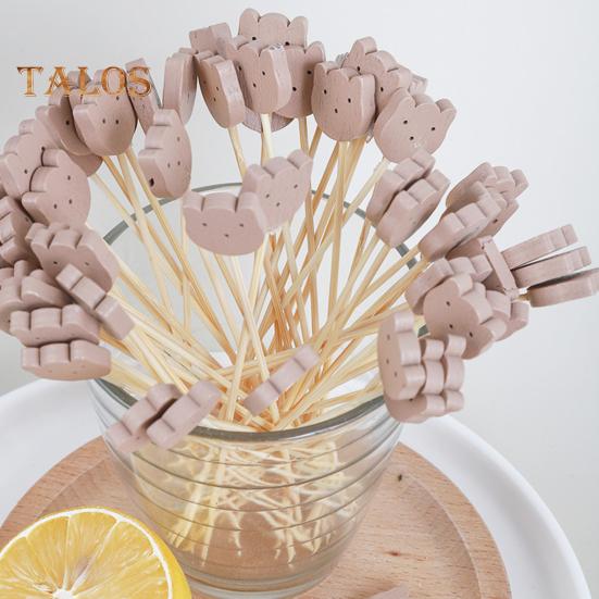 

100 шт./компл. десертные вилки с гладкими краями, гигиенические деревянные цветные практичные товары для дома с фруктами и котами