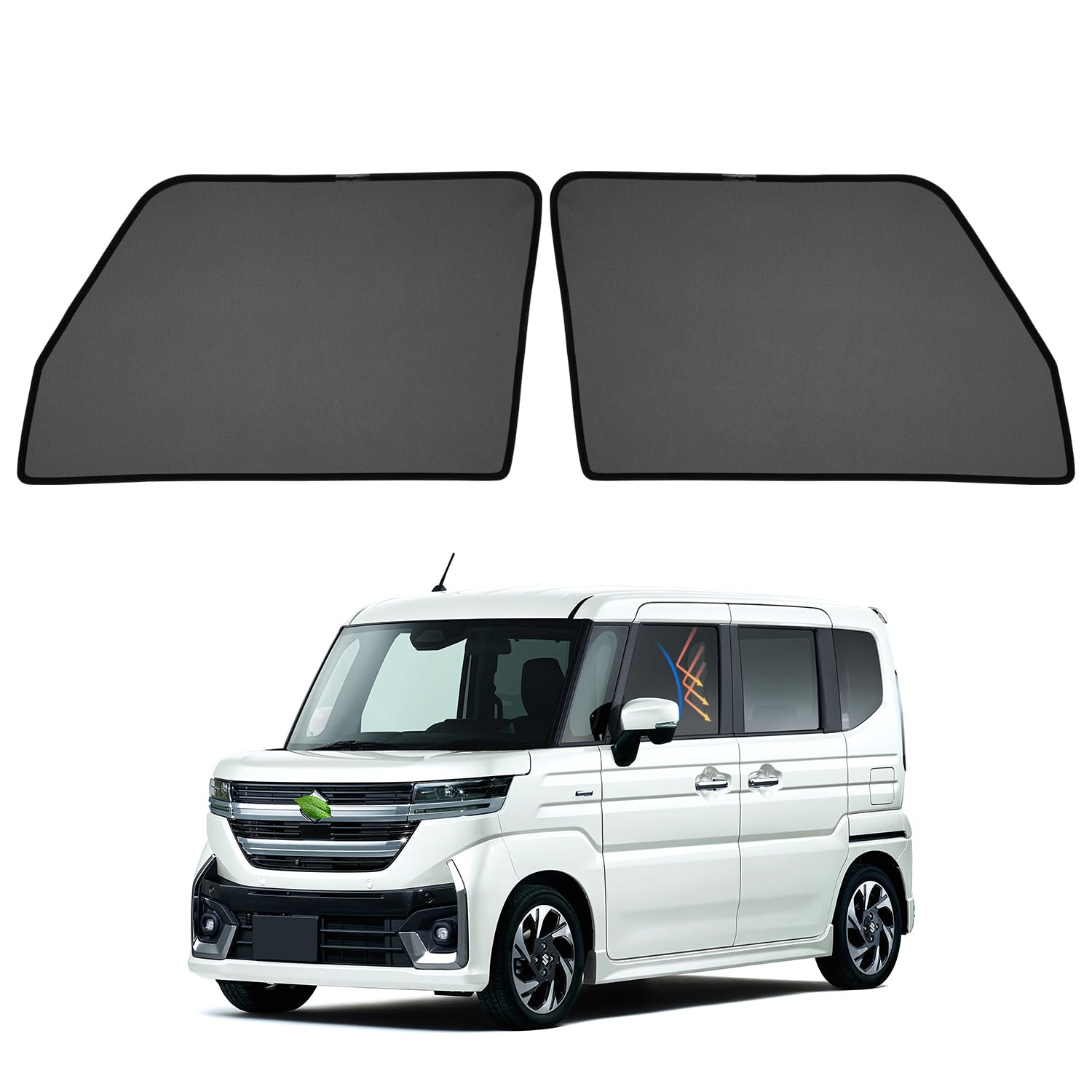 

Солнцезащитные шторки-сетки Cartist для Suzuki Spacia Wagon R Smile UV Магнитные Легкие Внутренние 2 Шторки, Серии MK54S/MK94S/MK04/MK03, чёрный