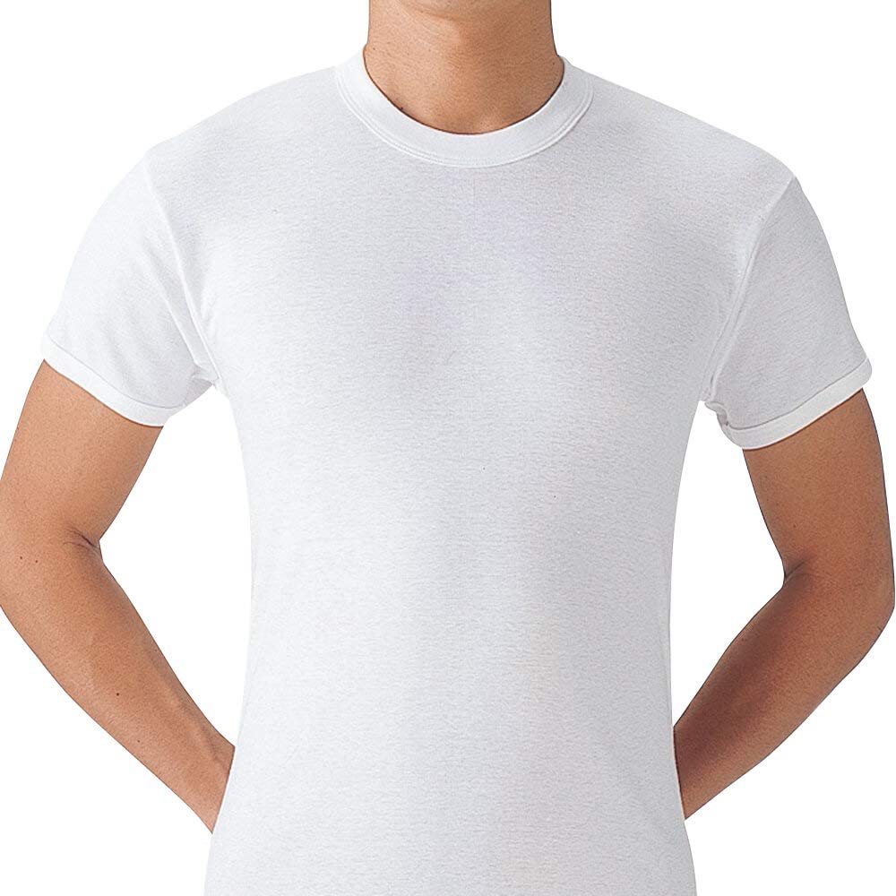 Gunze SV61142 Soft Antibacterial and Short Round Set of Size M Men's Undershirt, 100% Cotton, Deodorizing, Sleeve, Neck, 2, White,