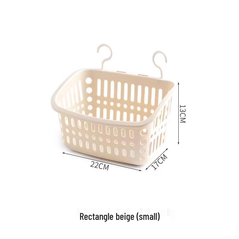 Wall-Mounted Plastic Storage Basket for Kitchen and Bathroom