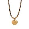Fashion Stainless Steel Pendant with Leopard Print Velvet Rope, Women's Design Necklace, Versatile for Autumn and Winter