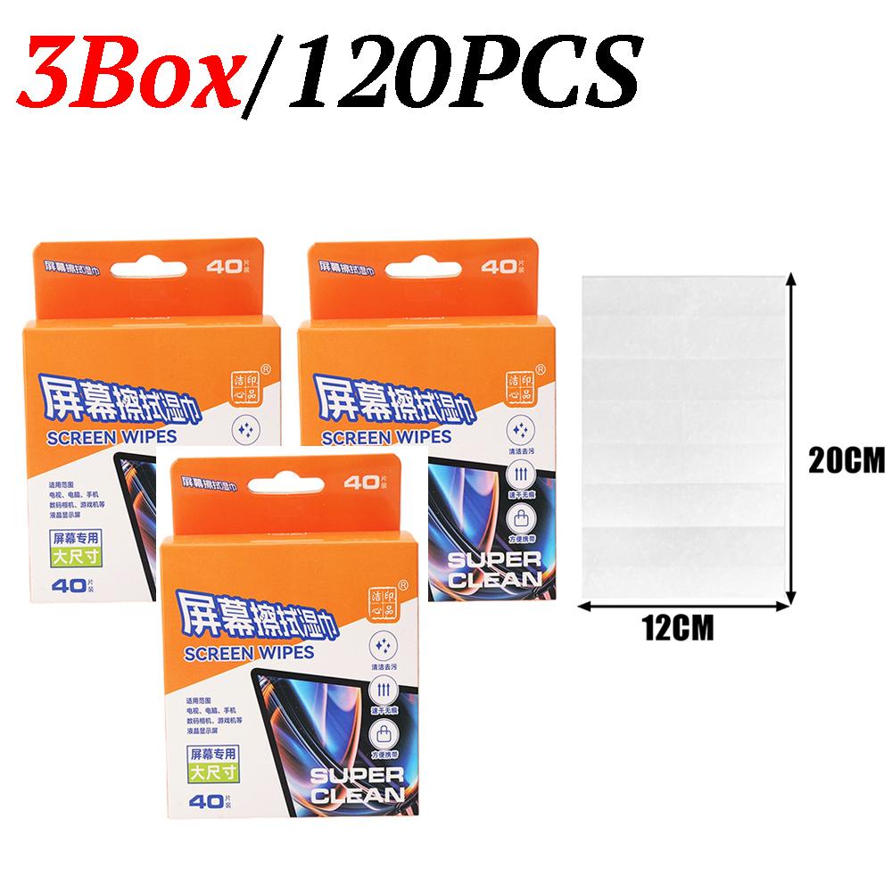1/2/3box of Disposable Portable LCD Screen Cleaning Wipes Dry and Wet Screen for Tablets Laptops Phones TVs Cars and Monitors