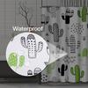 Black Desert Shower Curtain - Cute Hand Drawn Cactus & Geometric Design, Waterproof Polyester Fabric With Hooks, Bath Decor
