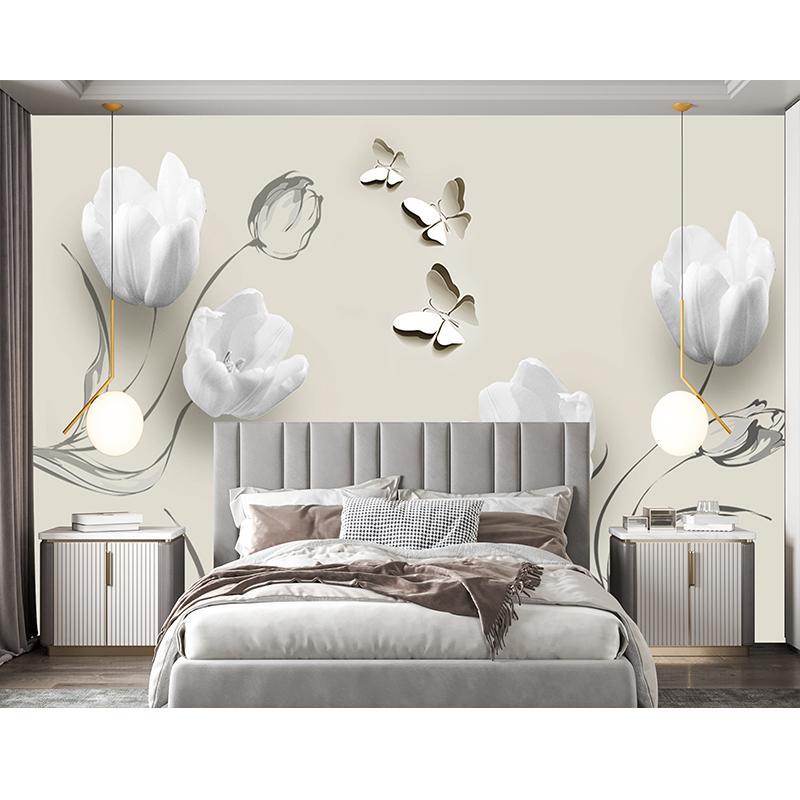 3d Simple Wallpaper Tulip Butterfly Murals Living Room Bedroom Home Decor Wall Murals