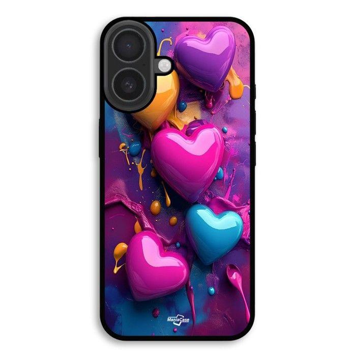 Coque de téléphone - MANIACASE - iPhone 17 - Coeurs colorés - Silicone TPU - Souple