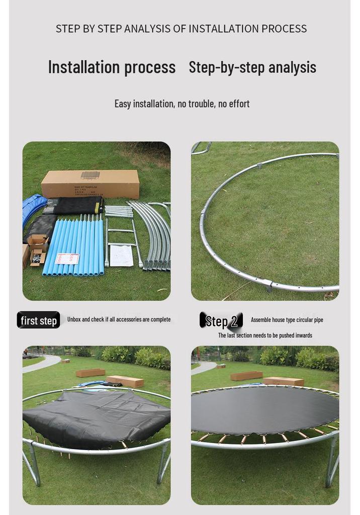 Indoor/Outdoor Kids Fitness Trampoline - Large Round Bouncing Bed for Home and Commercial Use
