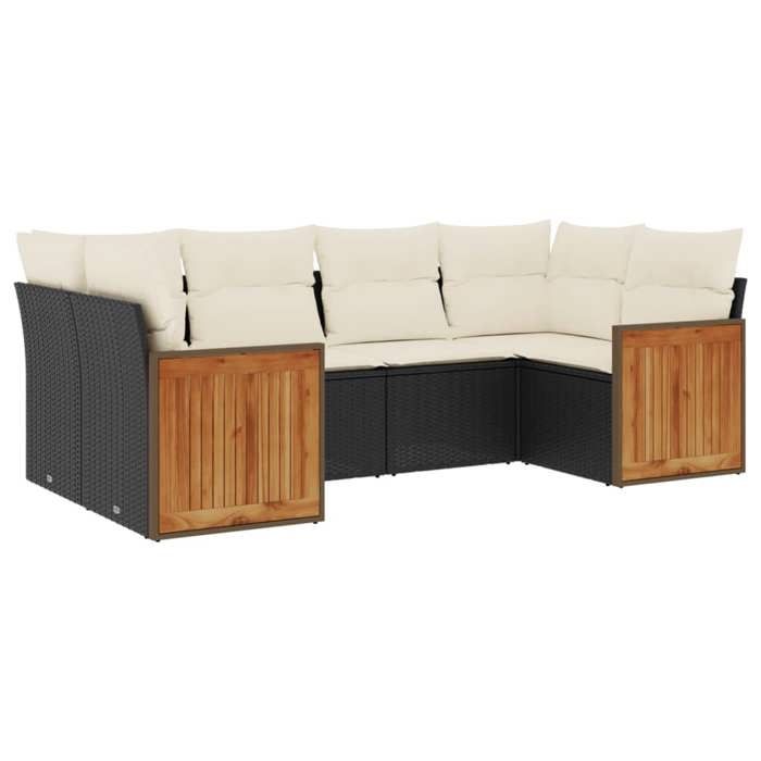 VidaXL Garden Lounge Set with Cushions 6 Pcs, Patio Sofas, Furniture Set, Outdoor Terrace Furniture, Black 3260341