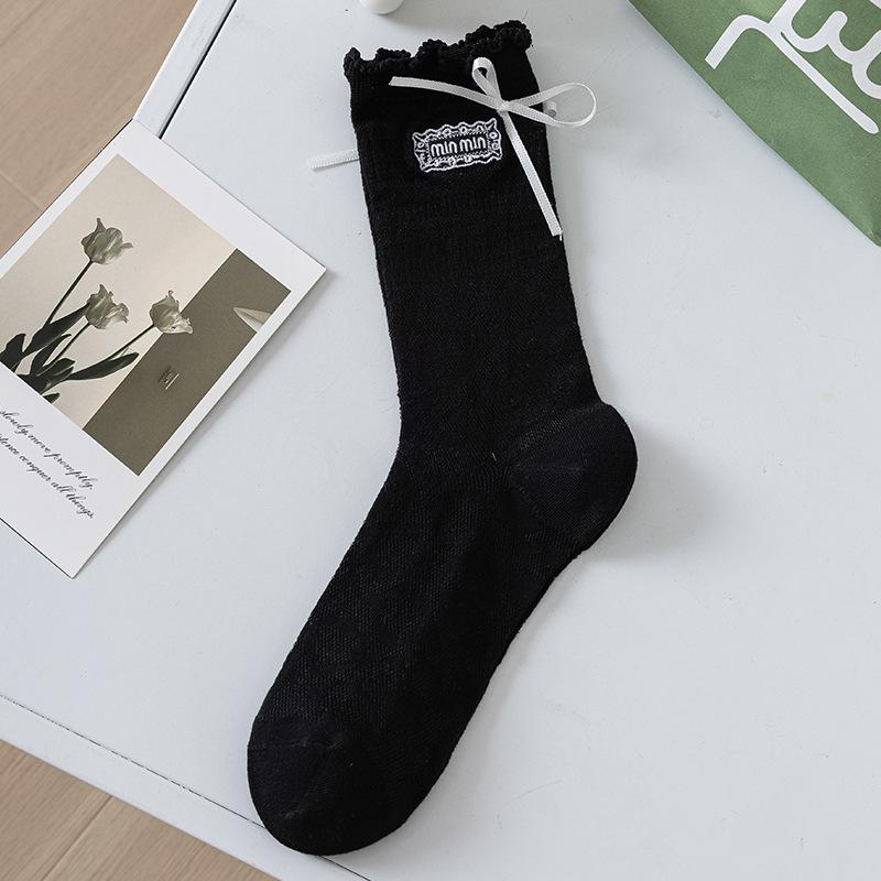 5 Pairs of Women's Summer Thin Lace Lace Embroidered Bow Baley Wind Tube Socks