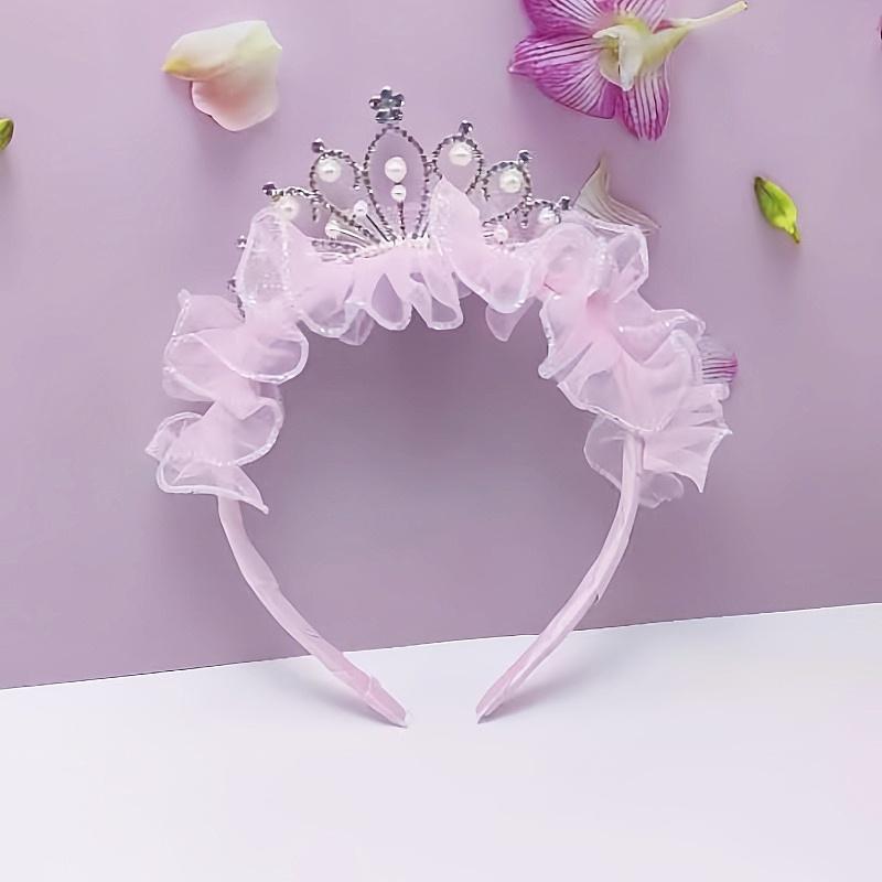 

Великолепная кружевная повязка на голову с короной Детская корона Головной убор Стразы Кружевное украшение для волос для маленьких девочек на дни рождения Повязка на голову