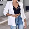 Yousheng Women Suit Coat Lapel Long Sleeve Flap Pockets Suit Jacket Solid Color Open Front Office Lady Business Outwear