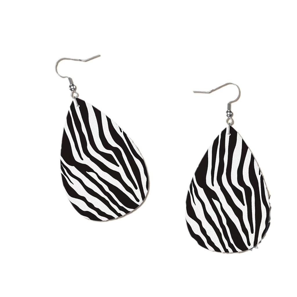 Exaggerated zebra print teardrop earrings
