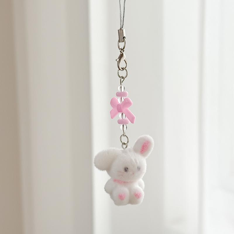 Flockad Tecknad Nyckelring Sött Djurhänge Väskdekoration Nyckelring Telefonkedja Snodd