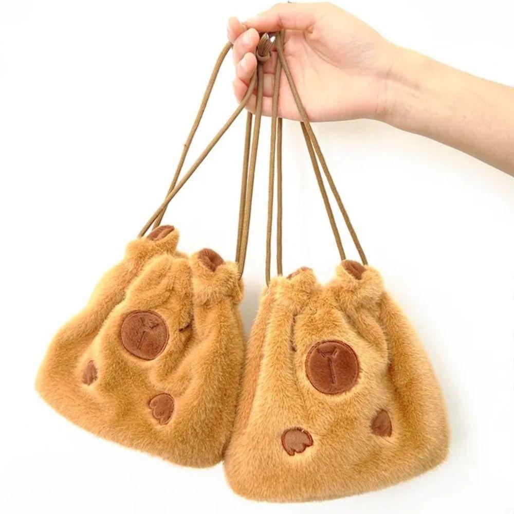Large Capacity Capybara Plush Shoulder Bag Animal Cartoon Cartoon Crossbody Bag  Female Lady Girl