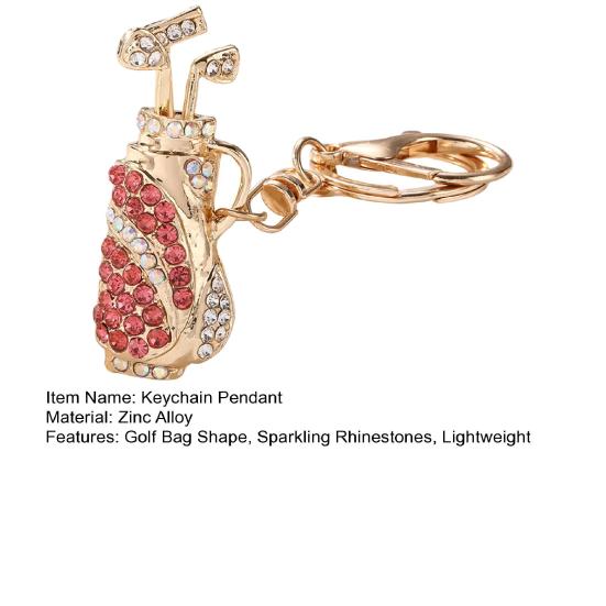 Keychain Pendant Golf Bag Shape Key Holder with Multicolor Rhinestones Anti-Oxidation Lobster Clasp Keyring Backpacks Car Accessory