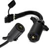 Universal Waterproof 7 Way Round to 4 Way Flat Adapter Trailer Wiring Harness Power Supply Extension Cord for Trucks RV Pickups