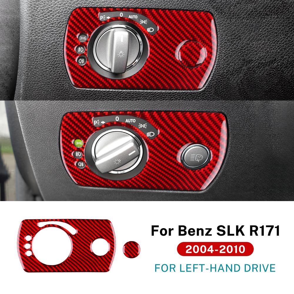 Real Soft Carbon Fiber Trim Sticker For Mercedes Benz SLK R171 2004 2005 2006 2007 2008 2009 2010 Car Headlight Switch Frame