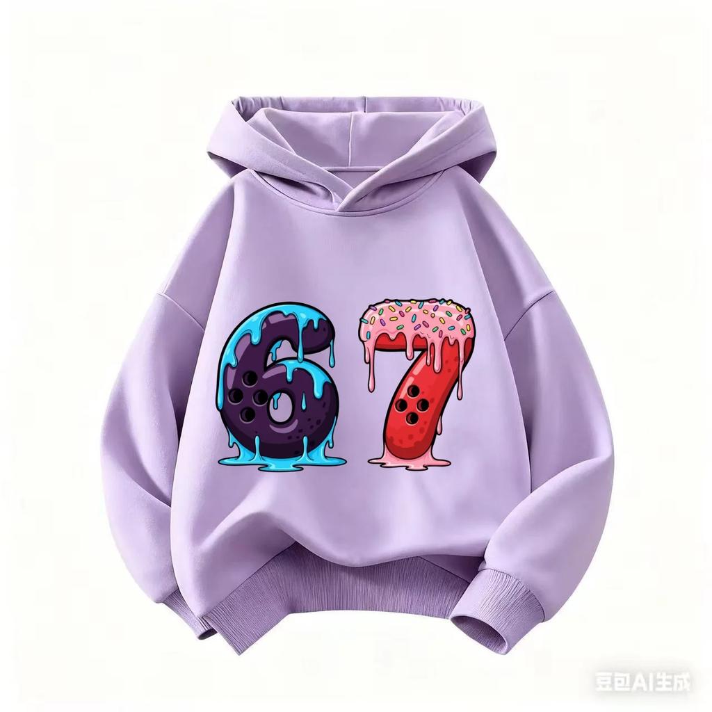 Cartoon Girls Boy Hoodie 67 Six Seven Print Clothing Rouba a BrainRot Brainrot Sweatshirt Kids Fashion Tops
