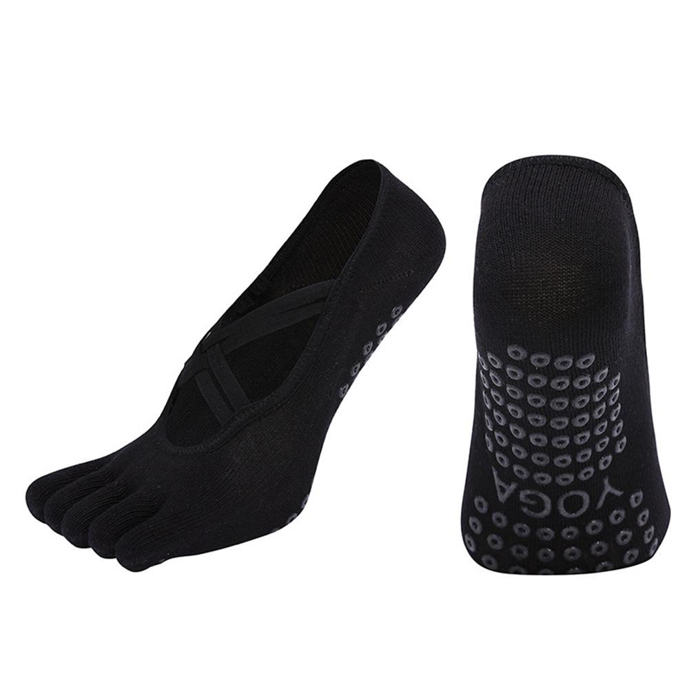 

Silicone Grip Anti Slip Pilates Socks Cotton Material Non-Slip Yoga Sock Sports Activities 1-Black
