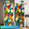 2 Panels Colored Diamond Shaped Glass Window Curtains   Distinctive Printed Curtains   Suitable for Gifting To Family and Friends