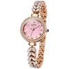Luxury OLEVS Female Quartz Watch Crystal Inlaid Bezel Green Sunburst Dial Rose Gold Bracelet Ladies Dress Wristwatch Gift