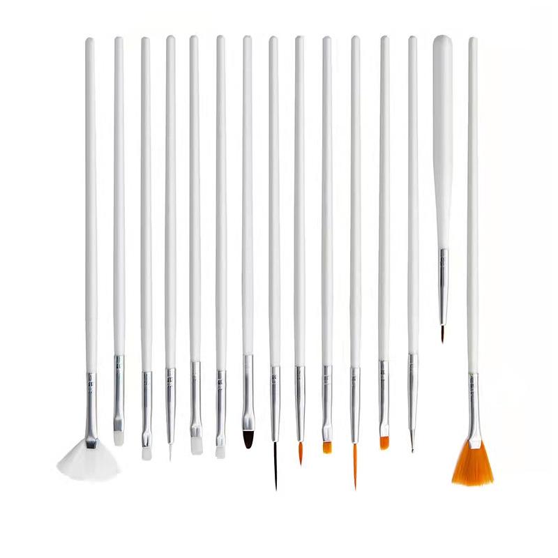 15-Piece Mandala Drawing & Nail Art Fineliner Brush Set with Plastic Handles