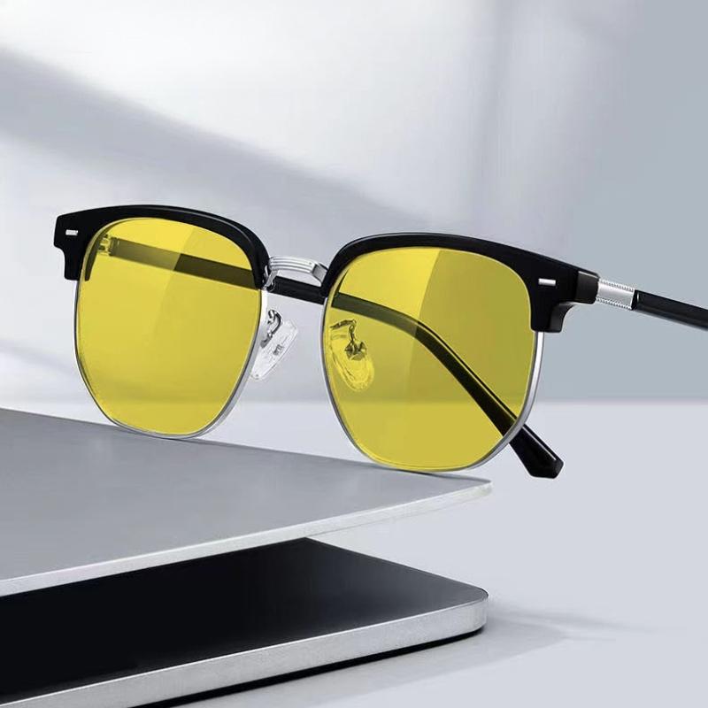 Unisex Half-Frame Night Vision Myopia Glasses Anti-Glare Driving Glasses for Drivers Fashion Eyebrow Frames Trendy Eyewear