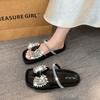 Temperament Rhinestone Bow with Slippers 2025 New Summer Flat Bottom Low Heel Women's Beautiful Outer Sandals